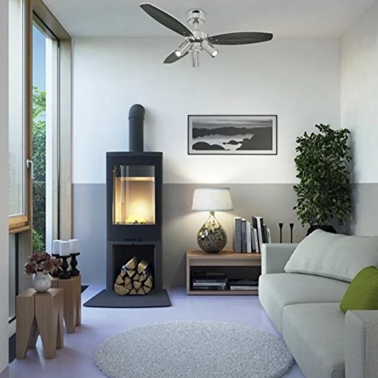 Westinghouse Lighting Deckenventilator Jet Plus, 3x 40 W E14-R50, Fernbedienung und Sommer-Winterlauf, Gehäusefarbe gebürstetes nickel, ø 105 cm 7229040 – Bild 6