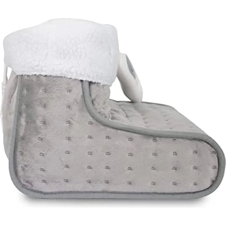 Mobiclinic, Elektrischer Fußwärmer, Wolle und Fleece, Sehr niedriger Verbrauch, Europäische Marke, Mit Abschaltautomatik, Leicht waschbares Innenfutter, 3 Temperaturstufen, 30 x 30 x 24 cm, Grau – Bild 4