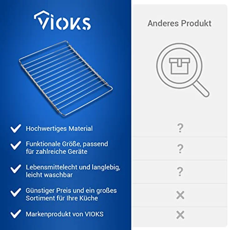 VIOKS Ausziehbarer Backofen Gitterrost 386/570x308mm aus Edelstahl, einfach zu reinigen und langlebig – Bild 5