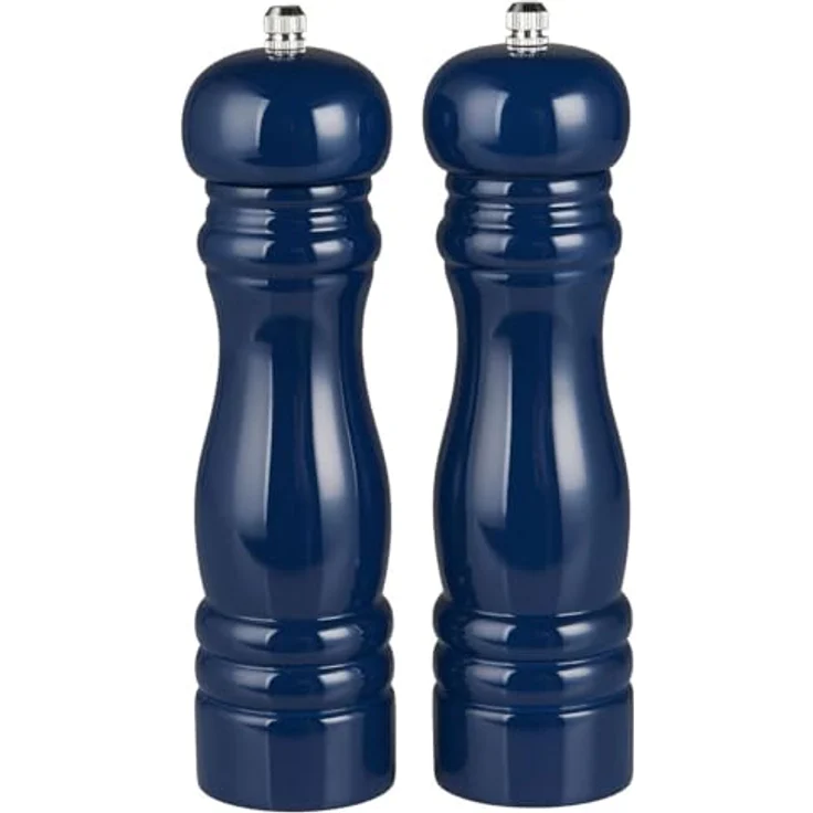 LS-LebenStil 2x Design Holz Gewürzmühlen Set, Salzmühle & Pfeffermühle, Indigo Blau, 21x5cm mit hochwertigem Keramikmahlwerk, stufenlos einstellbar – Bild 3