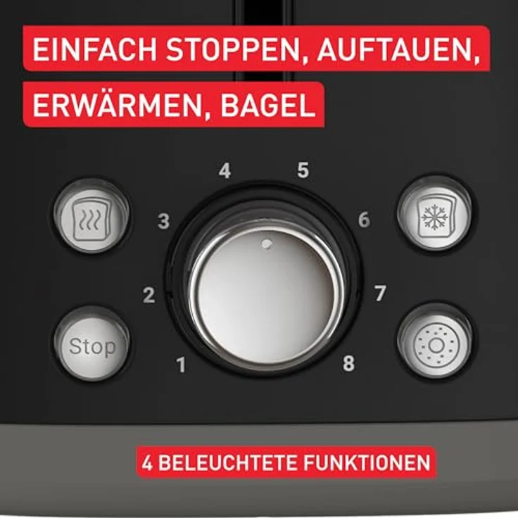 Tefal TT7208E0, Toaster mit 850 Watt, 2 Schlitzen, Aufwärmfunktion, Brötchenaufsatz, Auftaufunktion, schwarz – Bild 7