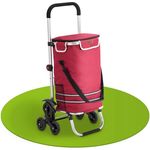 Juskys 3in1 Einkaufstrolley für Treppen - 56 L, modern & klappbar - Treppensteiger Trolley zum Shopping - Sackkarre & Tasche - Trolli Rot