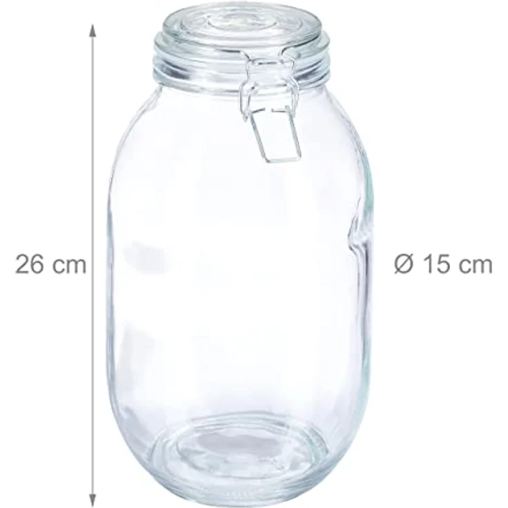 relaxdays Einmachglas 3 Liter, Glas mit Bügelverschluss und Gummidichtung, transparent – Bild 4