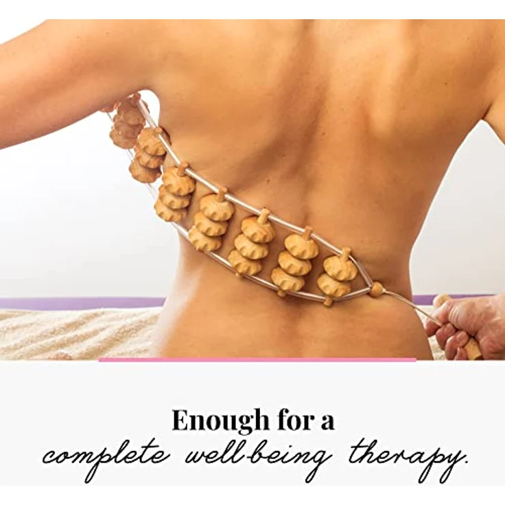 Tuuli Accessories Massage Massagegerät Rücken Massageroller Rückenmassagegerät mit Grif Roller aus Holz 120 cm (Rollfläche 40 x 7 cm) – Bild 5