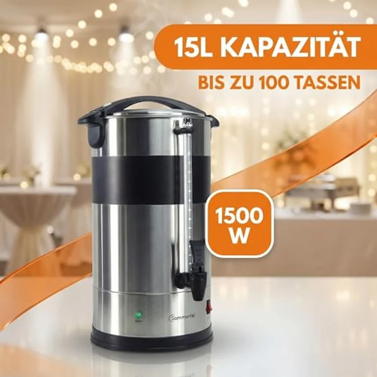 Sommertal Gastro Kaffeemaschine 15L / 100 Tassen, Filterkaffeemaschine mit Warmhaltefunktion und Beschriftungsfeld – Bild 2