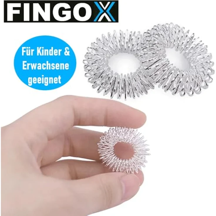 MAVURA Massageroller FINGOX Akupressur Ringe Finger Massage Akupunktur Handmassage, 6-tlg., Gold & Silber – Bild 5