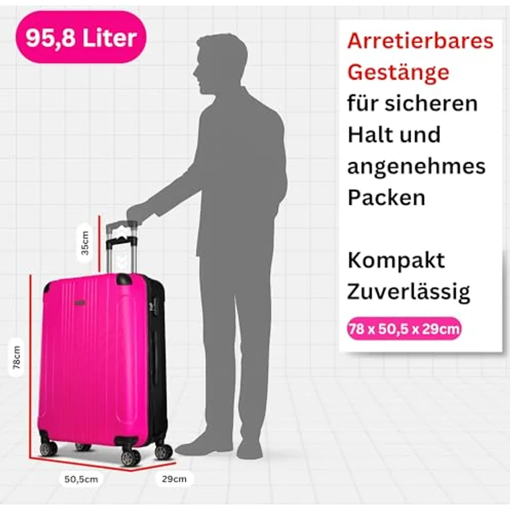 Nowi Lugano 4 Rollen Kofferset, 2-teilig, Schwarz, (70 l) – Bild 4