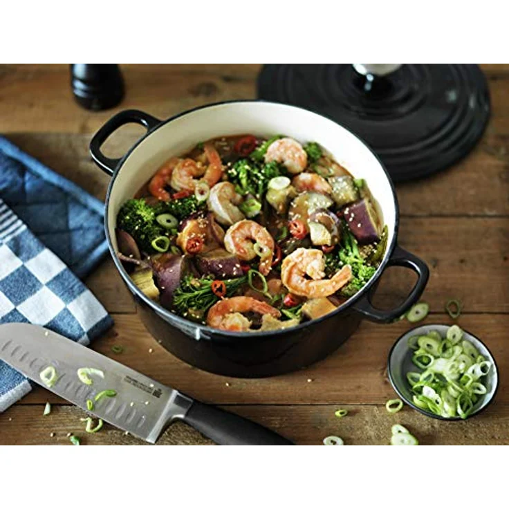 BK Cookware H6071.524 BK Bourgogne Schmortopf 24 cm-4.2L, liertes Gusseisen, Deckel mit Tropfringen, Induktions--Backofengeeignet, Spülmaschinenfest, Jet Schwarz – Bild 11