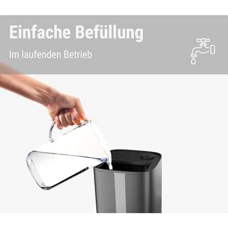 Stadler Form Luftbefeuchter Oliver, leistungsstarker Ultraschall-Vernebler für große Räume bis 60 m², 6 Stufen, Auto-Modus, hygienischer keimfreier Nebel, schwarz – Bild 4