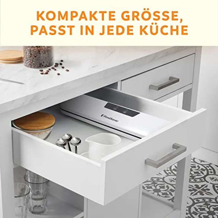 FoodSaver Everyday Vakuumiergerät | hält Lebensmittel bis zu 5X länger frisch | Vakuumierer in kompaktem Design für eine effiziente Aufbewahrung | mit 5 Vakuumierbeuteln (0,94L & 3,78L) | VS0290X – Bild 3