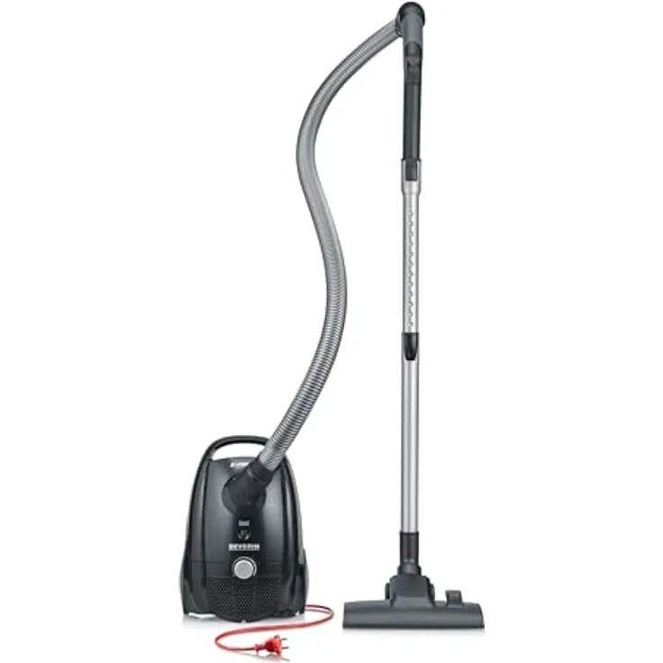 Severin BC 9588, Bodenstaubsauger mit 750-Watt-Motor, 2-Liter-Staubbeutelvolumen, leise mit 79 dB, ergonomischer Soft-Griff