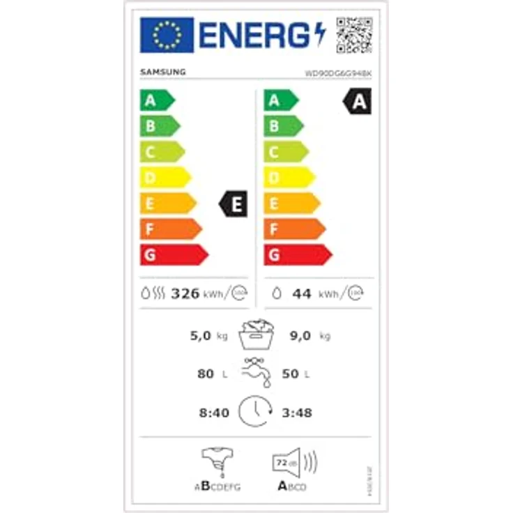 Samsung WD90DG6G94BKU2, Waschtrockner mit Energieeffizienzklasse A und 9 kg Fassungsvermögen, schwarz – Bild 9