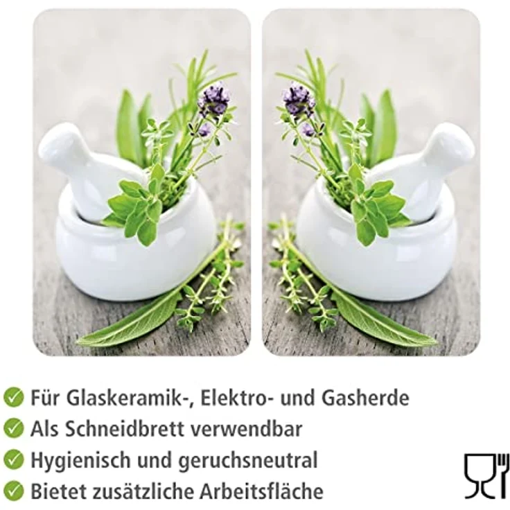 Wenko Herdabdeckplatte Universal Kräutergarten, 2er Set, für alle Herdarten, Gehärtetes Glas, 30 x 52 cm, mehrfarbig – Bild 3