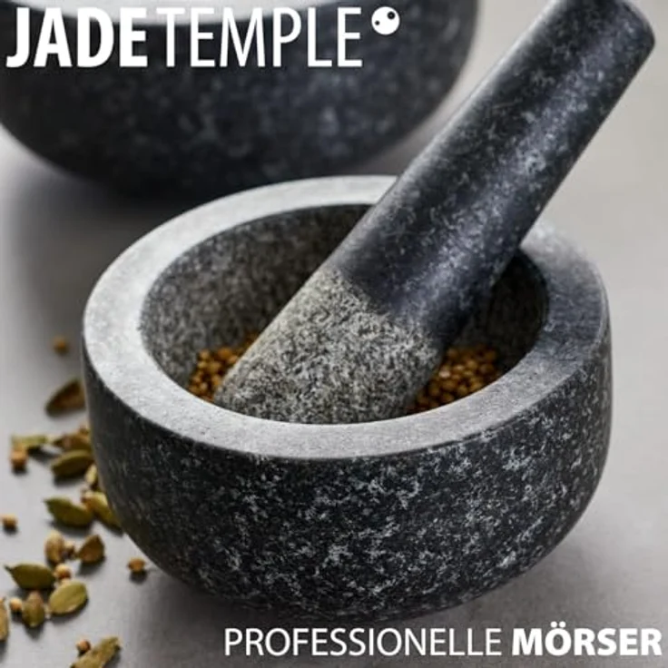 JADE TEMPLE 17036 Steinmörser mit Stössel, Granit,grau 14.5 x 16.5 x 16.5 cm – Bild 7