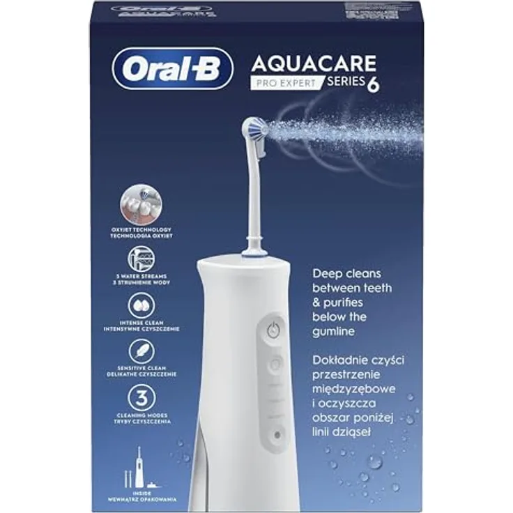 Oral-B AquaCare 6 Pro-Expert, Munddusche mit Oxyjet-Technologie für sanfte Zahnzwischenraumpflege