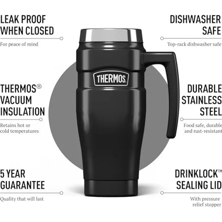 Edelstahl King Thermobecher, Gun Metall, 470 ml – Bild 5
