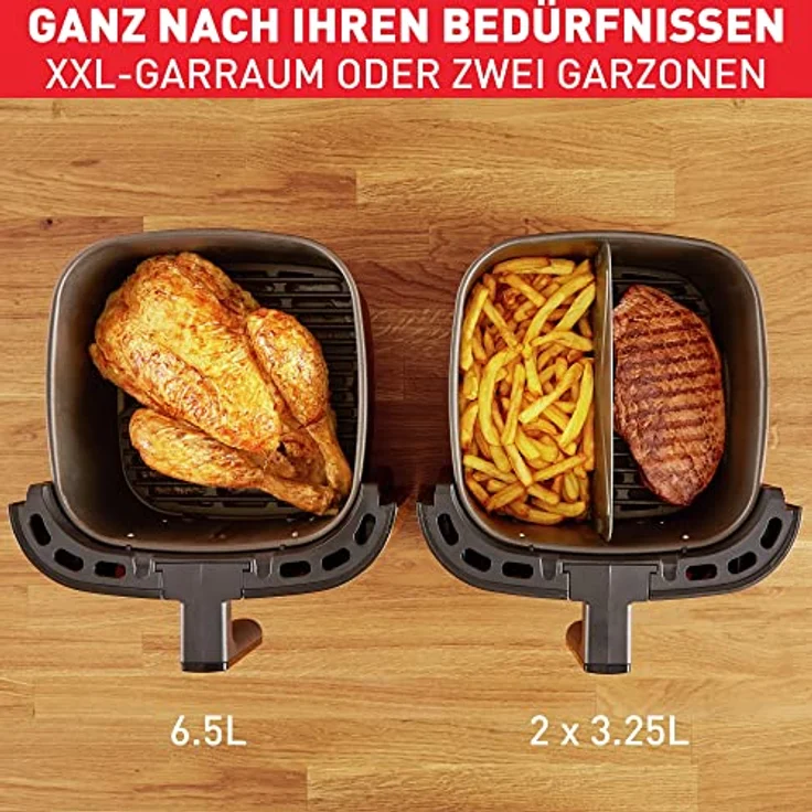 Tefal EY8018/4 Easy Fry & Grill XXL 2-in-1 Heißluftfritteuse 6,5L | Air Fryer und Grill | Flexcook-Einsatz für 2 Speisen gleichzeitig | gesunde Friteuse ohne Öl | energiesparend | 8 Programme | 8 Personen – Bild 3