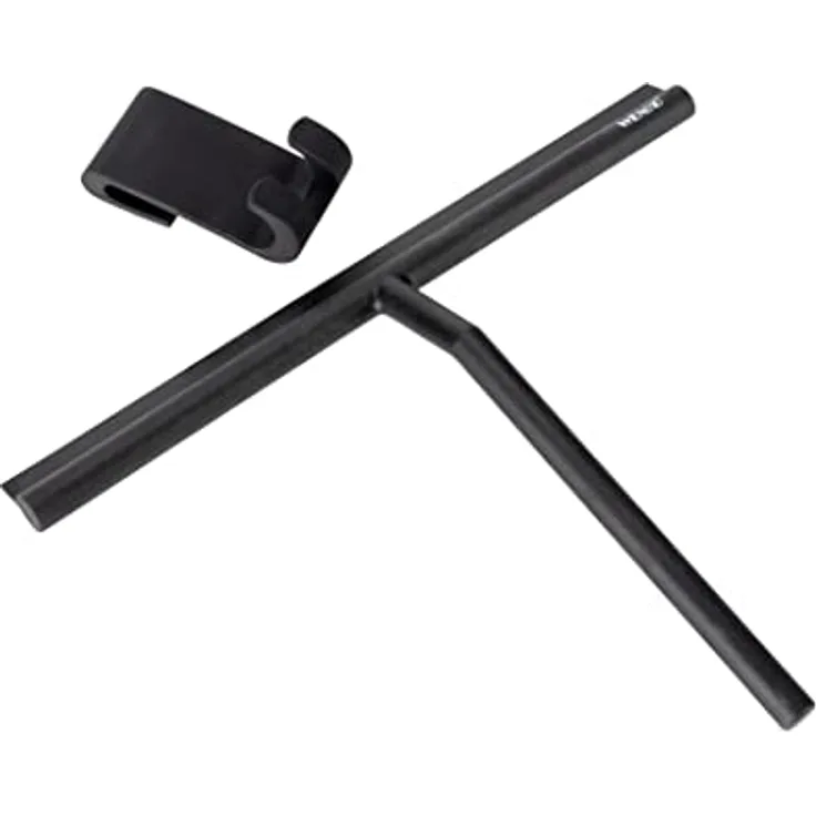 WENKO Badezimmerwischer Mola XXL, Abzieher mit extra breiter Wischfläche für Duschkabinen, Spiegel und Fliesen, aus Edelstahl mit Silikon ummantelt, inkl. Hängevorrichtung für Duschwände, Schwarz