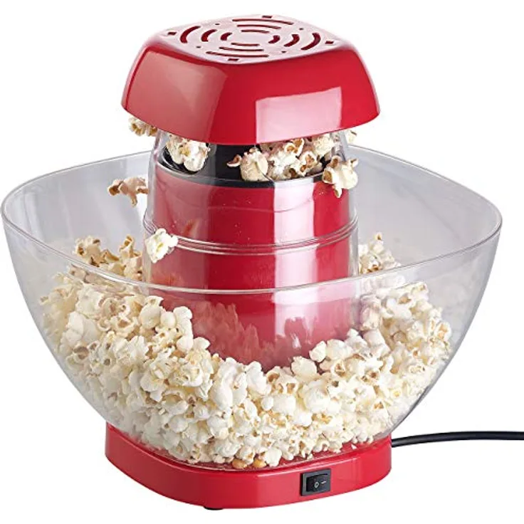 Rosenstein & Söhne Popcornmaschine, Heißluft, mit Auffangschale, 1200W, rot