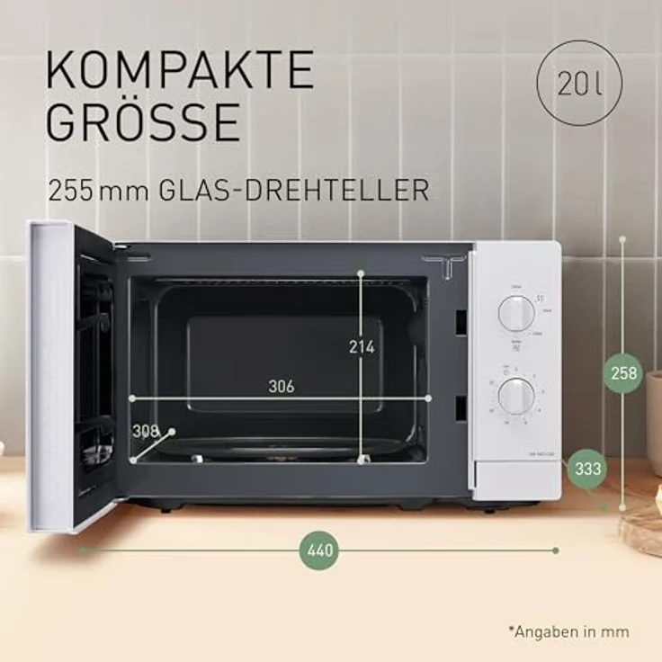 Panasonic NN-SM21QWEPG Solo-Mikrowelle, 20L, 800 W, 5 Leistungsstufen, kompakt, weiß – Bild 3