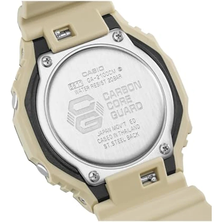 Casio G-Shock GA-2100CM-5AER, Herren-Armbanduhr mit schwarzem Zifferblatt, grünem Camouflageharzband, 5 Alarmen, Automatischem Kalender, Stoßfestigkeit und Weltzeitfunktion – Bild 5