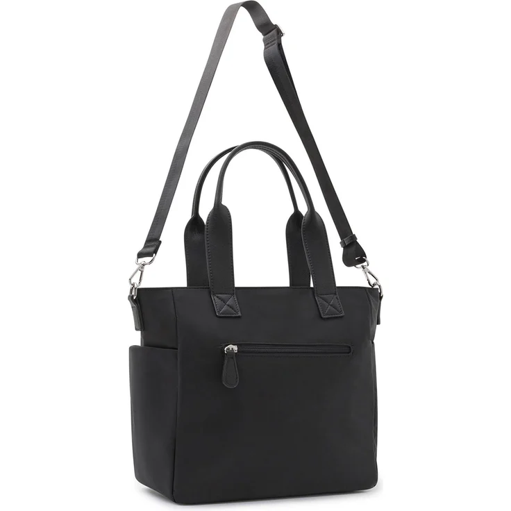 L.Credi Odeta Schultertasche, 29 cm, Schwarz, aus widerstandsfähigem Polyurethan mit verstellbarem Umhängeriemen und speziellen Fächern für Trinkflasche und Handy