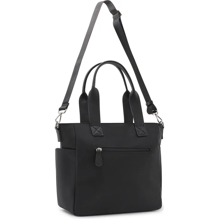 L.Credi Odeta Schultertasche, 29 cm, Schwarz, aus widerstandsfähigem Polyurethan mit verstellbarem Umhängeriemen und speziellen Fächern für Trinkflasche und Handy