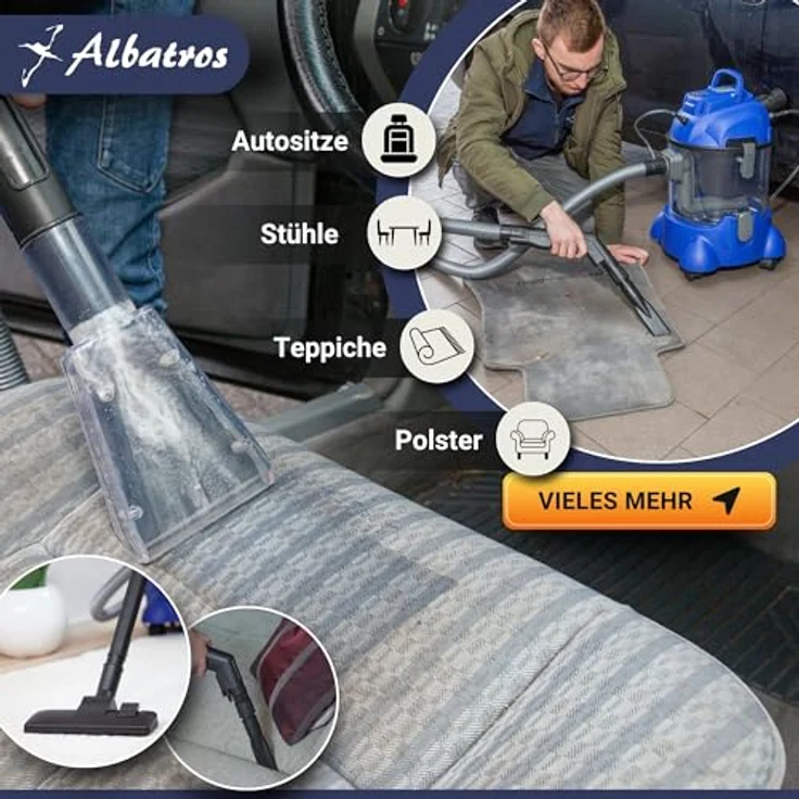 Albatros Waschsauger Hydro 7500 + 2 Liter Teppich-Polster Shampoo – Bild 5