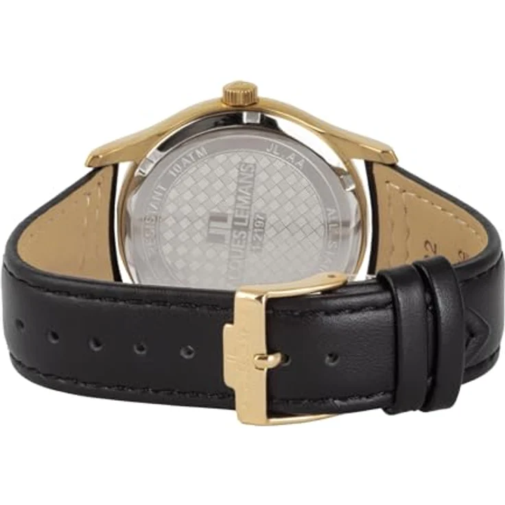 JACQUES LEMANS Herren Analog Quarz Uhr 32030401, Edelstahl Gehäuse, rund, Schwarz – Bild 5