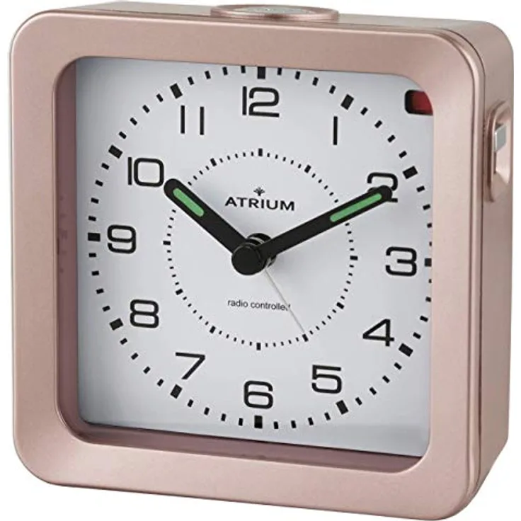 Atrium A660-17 Funkwecker Analog Quarz, lautlos ohne Ticken, rosegold mit Snooze und Beleuchtung