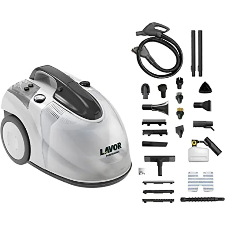 LAVOR Professional Dampfreiniger GV EGON VAC 4.1 PLUS mit Saugfunktion, Dampftemperatur 152°C, Dampfdruck 5 bar, 23 Zubehöre inkl.