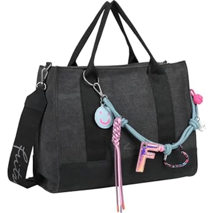Fritzi aus Preußen Tote Bag Limited, Shopper Tasche aus robustem Nylon mit abnehmbarem Umhängeriemen, schwarz – Bild 4