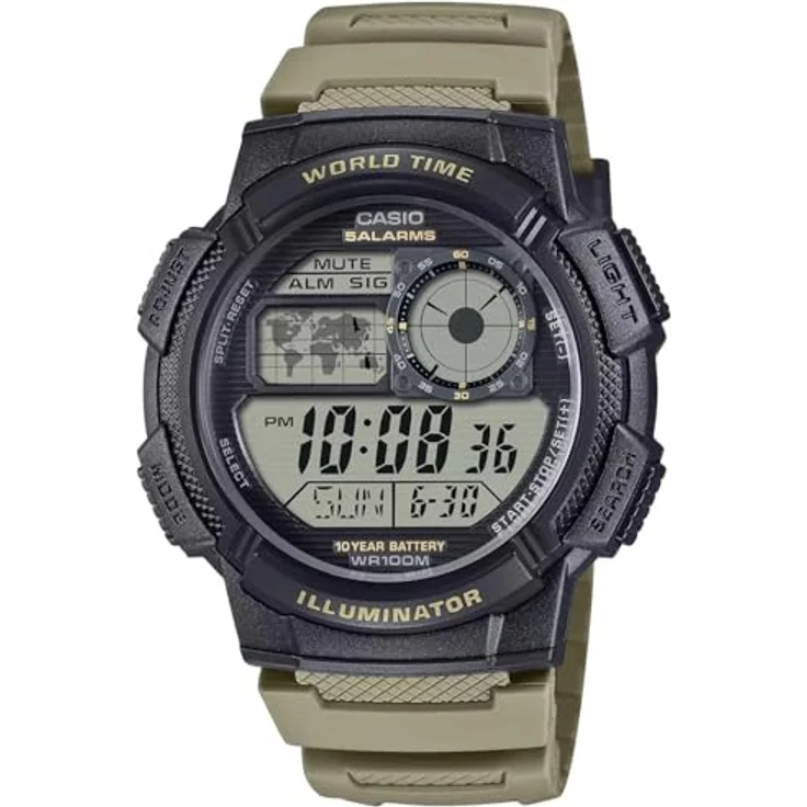 CASIO TIMELESS COLLECTION Chronograph AE-1000W-1AVEF, Quarzuhr für Herren mit analogem Zifferblatt und automatischem Kalender, schwarz – Bild 1