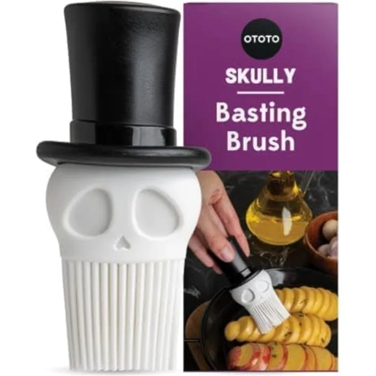 OTOTO Skully Backpinsel, Silikon-Küchenbürste im Totenkopf-Design, spülmaschinenfest, BPA-frei