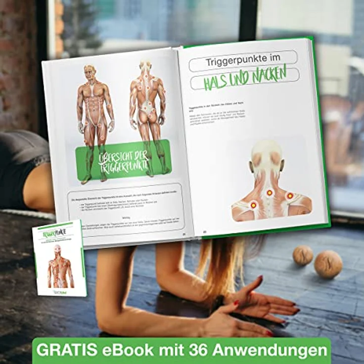 BACKLAxx® Massageball Faszienball, 2-tlg. aus Kork, antibakteriell & langlebig – Bild 6