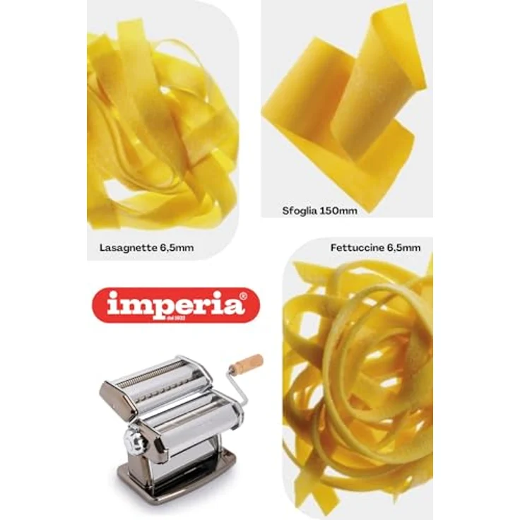 Imperia IPASTA T6,5/12 mm RUVIDA, Pastamaschine in Silber mit sechs Teigstärken und Duplex-Schneidegerät für Tagliatelle und Fettuccine – Bild 3