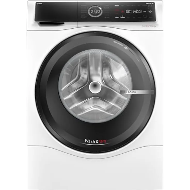 Bosch WNC254A40, Serie 8, Smarter Waschtrockner, 10.5 kg Waschen & 6 kg Trocknen, 1400 UpM, i-Dos intelligente Waschmittel-Dosierung, entfernt 16 Fleckenarten, IronAssist mit Dampffunktion, AutoDry