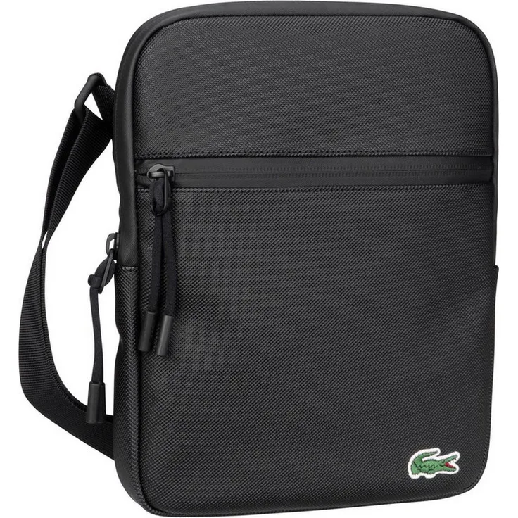 Lacoste Umhängetasche LCST Flat Crossover Bag 3308, Crossbody Bag, sportives Design, ordentlicher Stauraum, schwarz