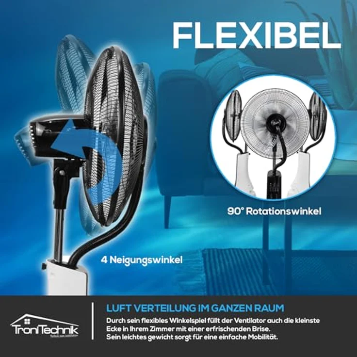TroniTechnik Standventilator Turmventilator Vernebler SV05 40cm, inkl. Oszillation – Bild 10
