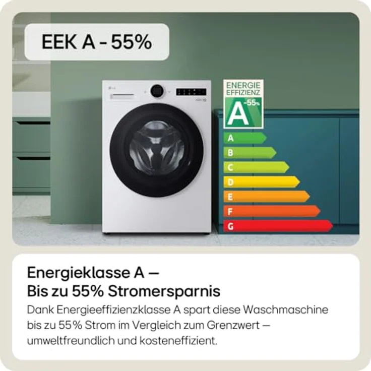 LG F4WX9092 Waschmaschine, 9 kg Kapazität, 1.350 U/min, Weiß mit schwarzem Bullaugenring – Bild 3