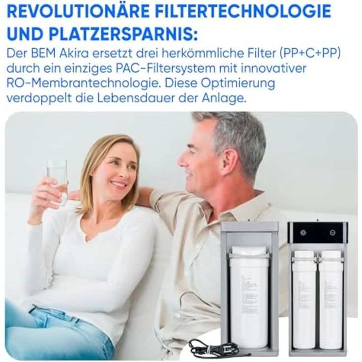 BEM Akira Wasserfilter Umkehrosmoseanlage Trinkwasser mit Wasserhahn, 5-Stufiges Filtersystem, ohne Wassertank, Untertisch Leitungswasser Filter, Weiß – Bild 5