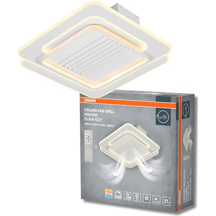 OSRAM Deckenlicht-Ventilator quadratisch, 55W, dimmbar, CCT, IP20, weiß für Innenräume – Bild 1