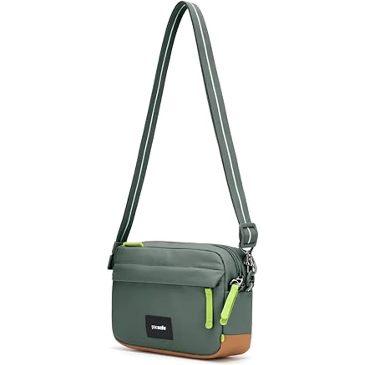 Pacsafe GO Crossbody Handtasche, schnittfest mit RFID-Schutz, Grün – Bild 5