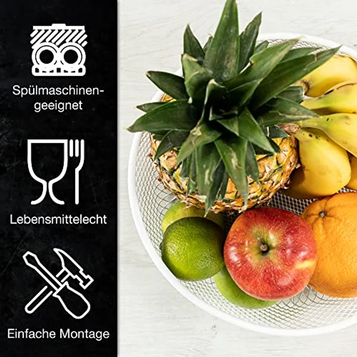 Moritz & Moritz Obstschale Weiss Metall 25cm - Obstkorb Weiss Modern – Korb für Geschenke, Früchte, Gemüse und Brot – Bild 3