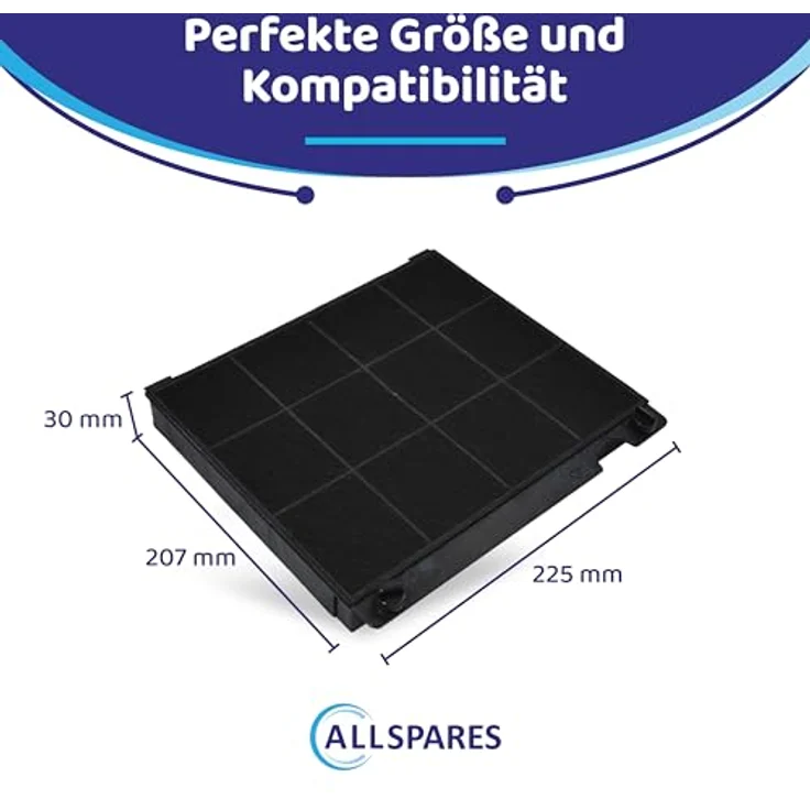 AllSpares Aktivkohlefilter für Dunstabzugshauben, kompatibel mit AEG-Electrolux, Elica, Whirlpool und Faure, 225x207x30mm, hohe Filterqualität – Bild 5