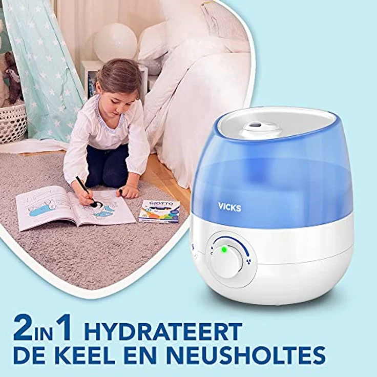 Vicks Mini Cool Mist Ultraschall-Luftbefeuchter VUL525 (kompakt, leise, für besseren Schlaf, Husten und Erkältung, ätherische Öle, Luftfeuchtigkeit, 15m2, weiß) – Bild 3