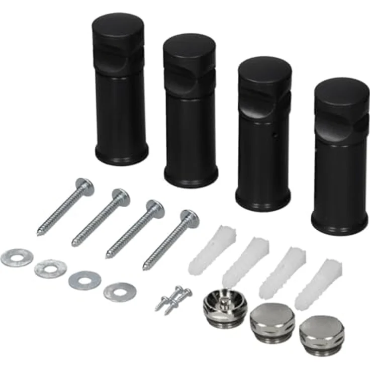 LuxeBath Elektrischer Badheizkörper Sahara, 500x1500 mm, schwarz, gebogen, 1200W Heizstab mit digitalem Thermostat, Handtuchwärmer und Trockner mit Heizpatrone – Bild 5