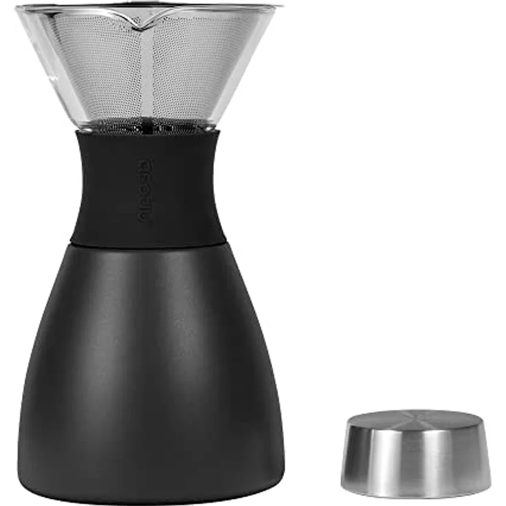Asobu Kaffeekocher, isoliert, ca. 90 ml, Schwarz Doppelwandiges Vakuum, Edelstahlfilter, hält bis zu 12 Stunden heiß – Bild 4