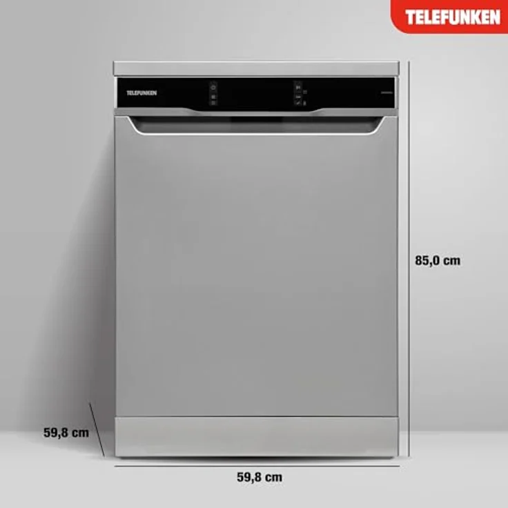 Telefunken GFS6014AI Geschirrspüler, freistehend, 60 cm, 14 Maßgedecke, 9 Programme, Edelstahl-Spülbehälter, unterbaufähig, leise 44 dB, Energieeffizienzklasse A – Bild 3