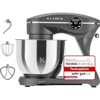 Hauswirt Küchenmaschine 5L – 11 Geschwindigkeiten, Edelstahl, Planetarisches Rührsystem, 500W Motor, LED-Display